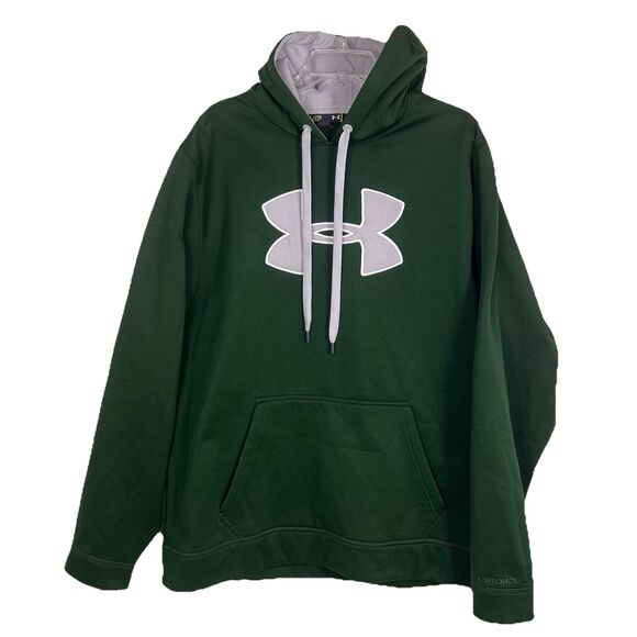 Under Armour Size Storm Pullover Hoodie Sweatshirt Hunter Green Mens 2XL Fleece - Picture 1 of 11